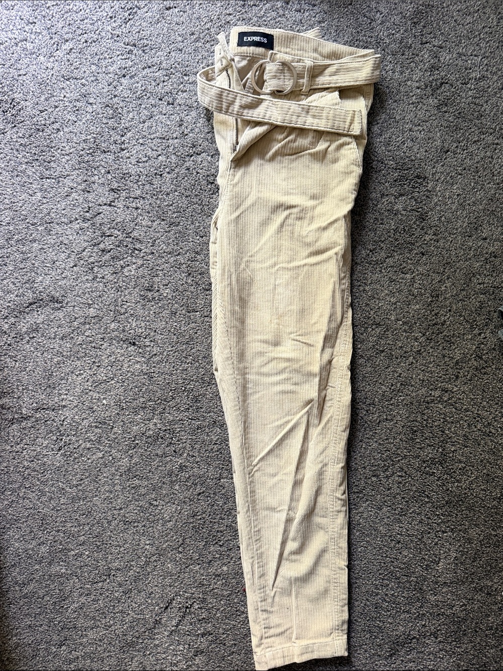 Express Woman’s Tan Corduroy Pants with Belt